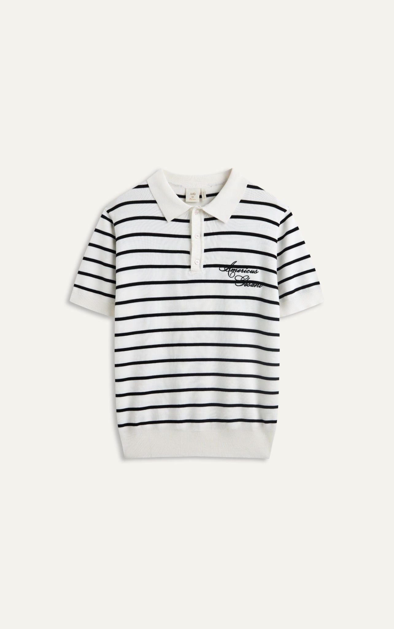  AG770 PREMIUM STRIPED KNIT POLO SHIRT - WHITE 