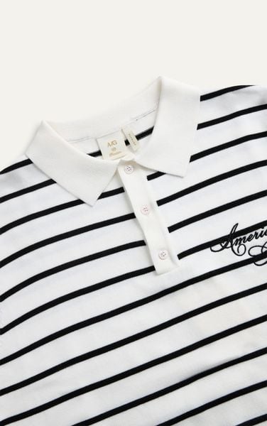  AG770 PREMIUM STRIPED KNIT POLO SHIRT - WHITE 