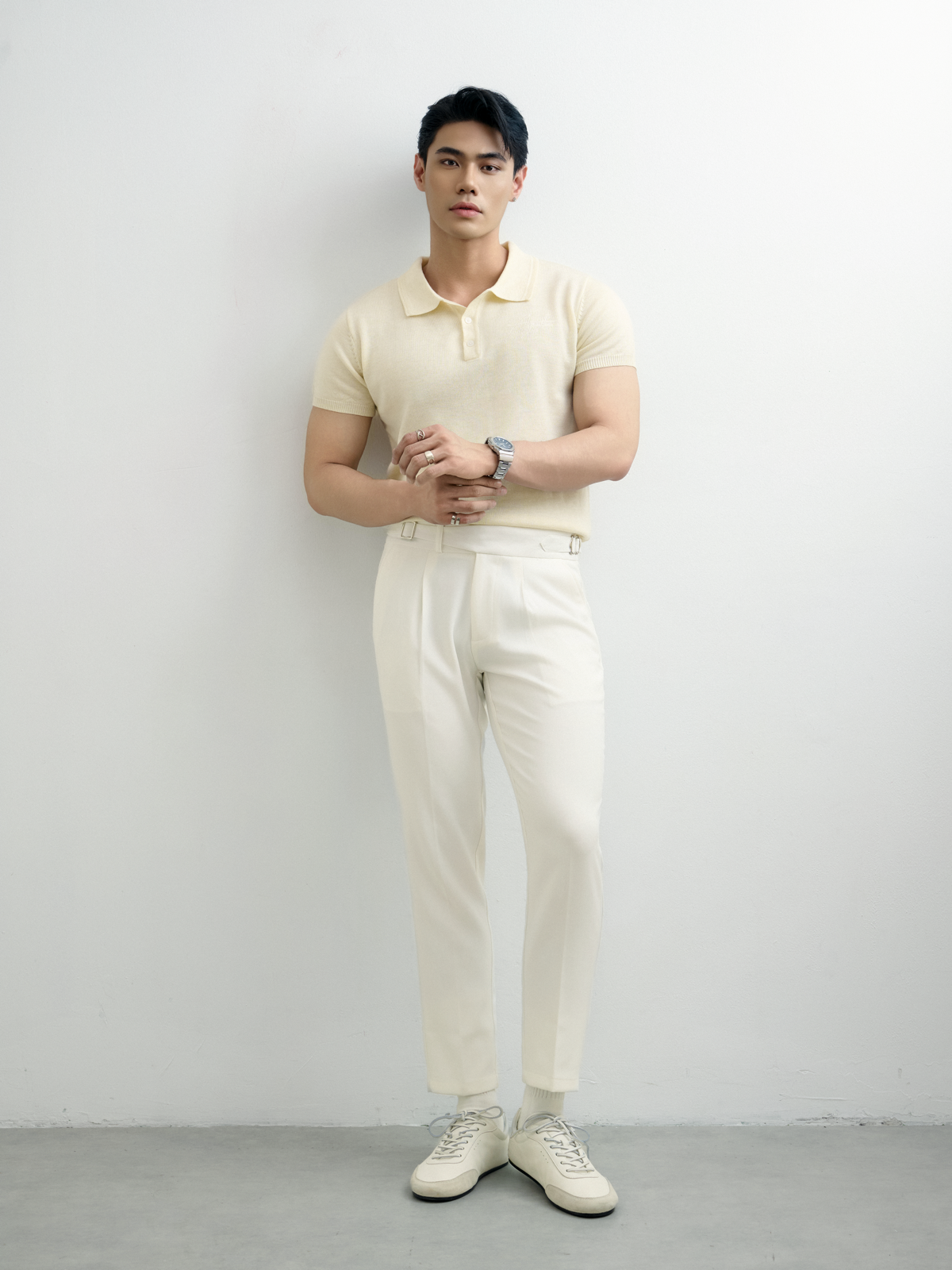 N456 CLASSIQUE KNIT POLO - OFF WHITE