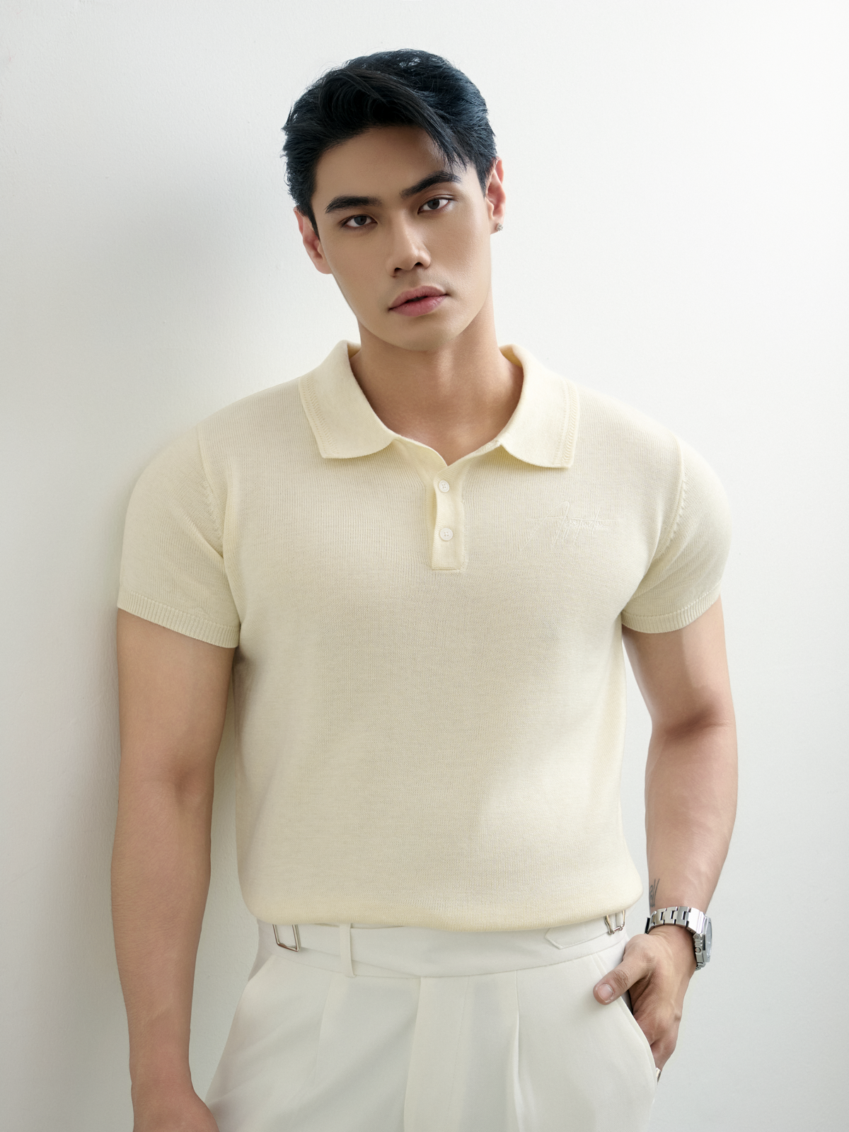 N456 CLASSIQUE KNIT POLO - OFF WHITE