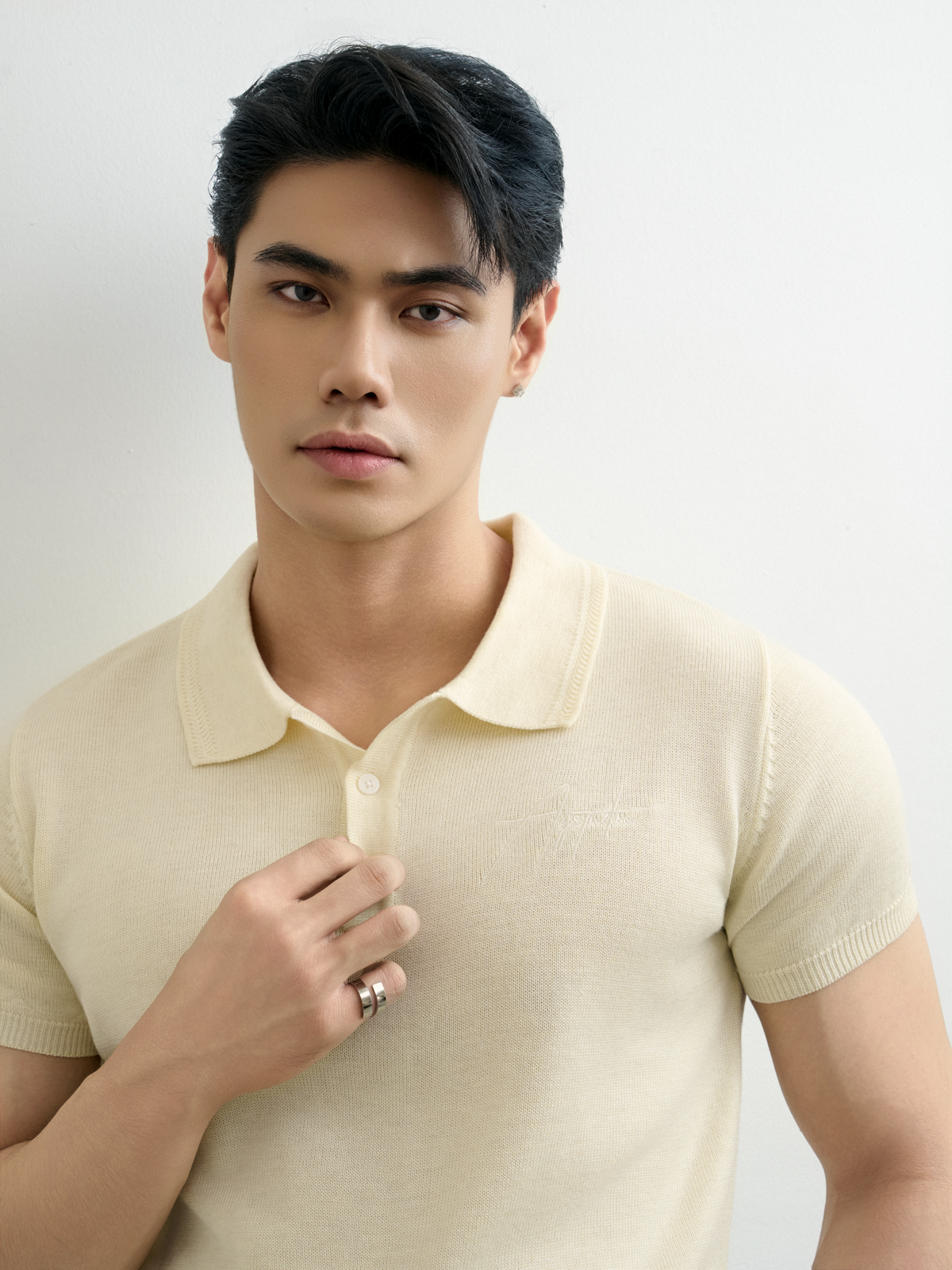 N456 CLASSIQUE KNIT POLO - OFF WHITE