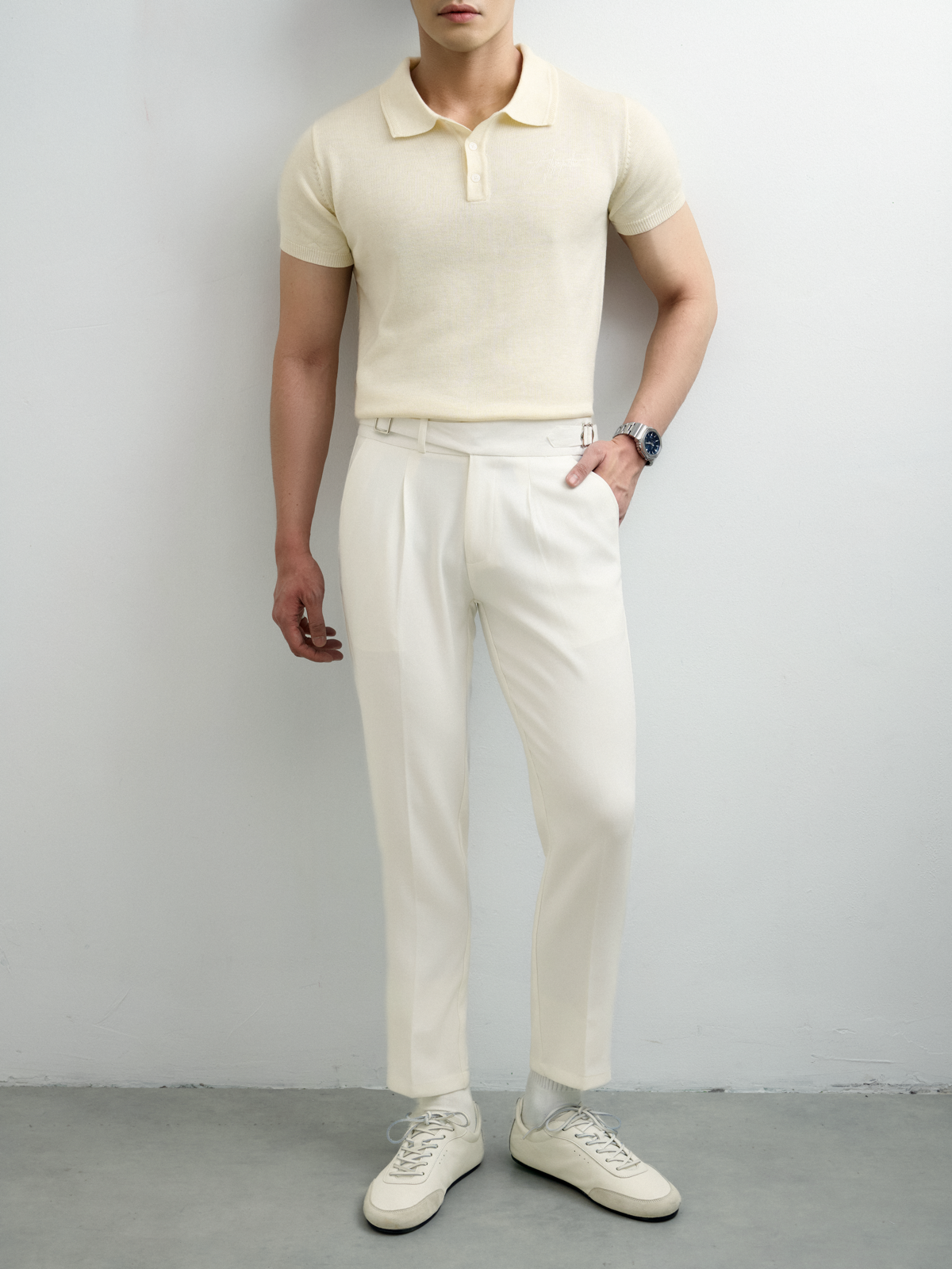 N456 CLASSIQUE KNIT POLO - OFF WHITE
