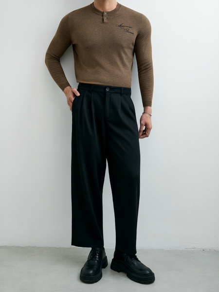  HB01 AMERICUS GOSANI PLEATED BAGGY TROUSERS - BLACK