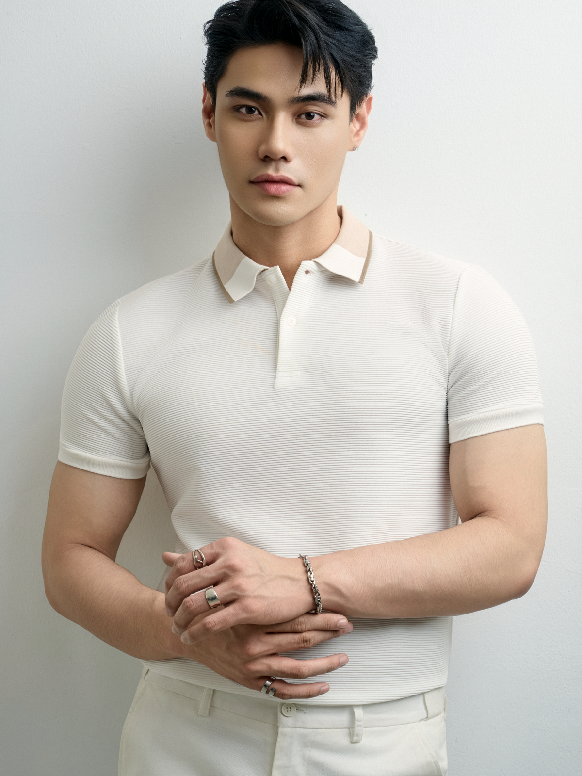 AG9008 FACTORY  POLO SLIMFIT - WHITE