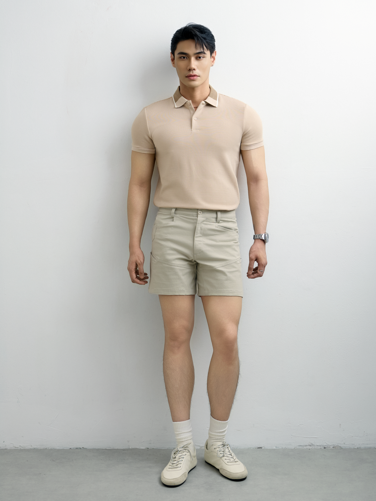 TT19 A/G LOOSE FIT KHAKI SHORTS - LIGHT GREY