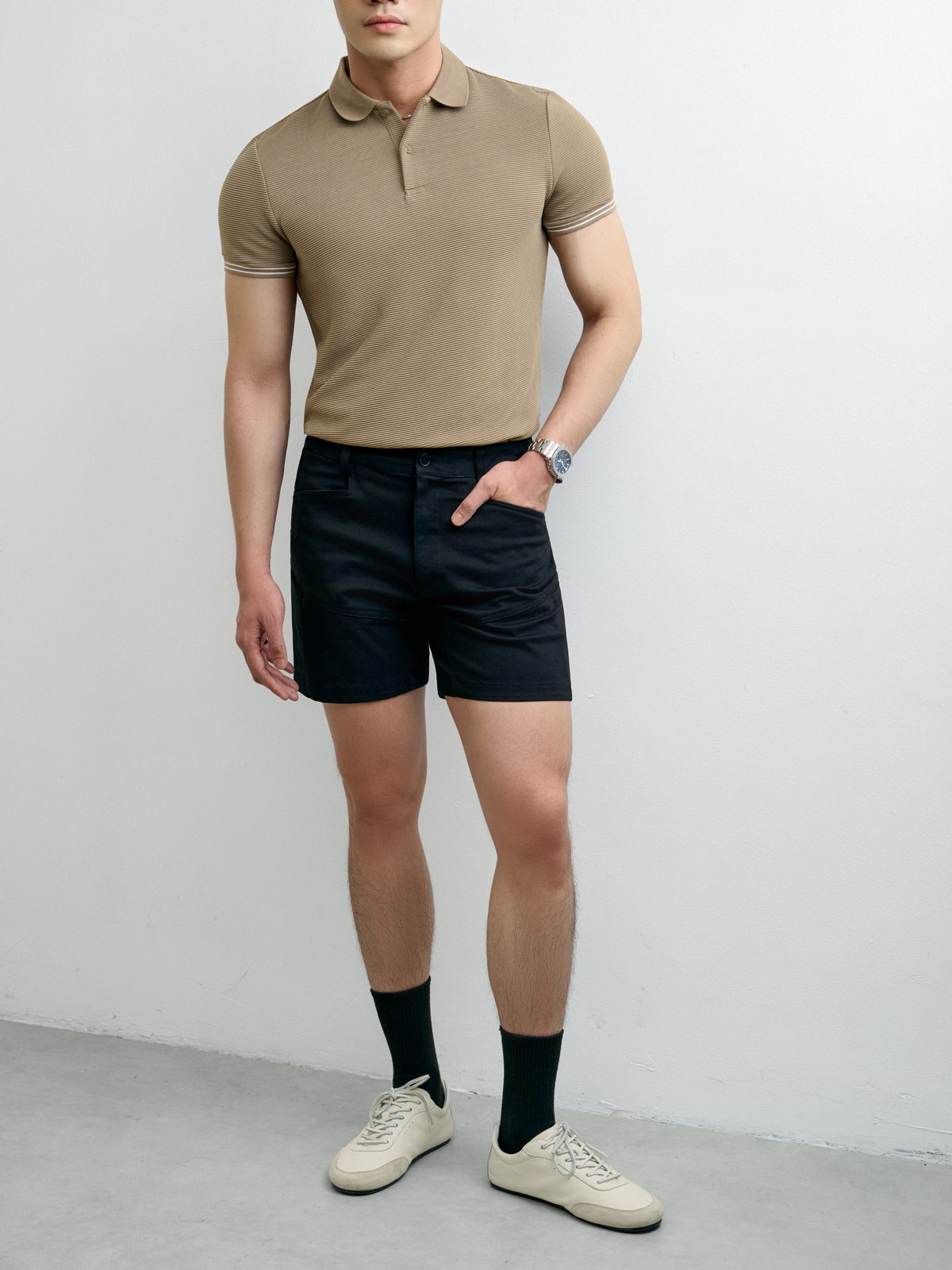 TT19 A/G LOOSE FIT KHAKI SHORTS - BLACK