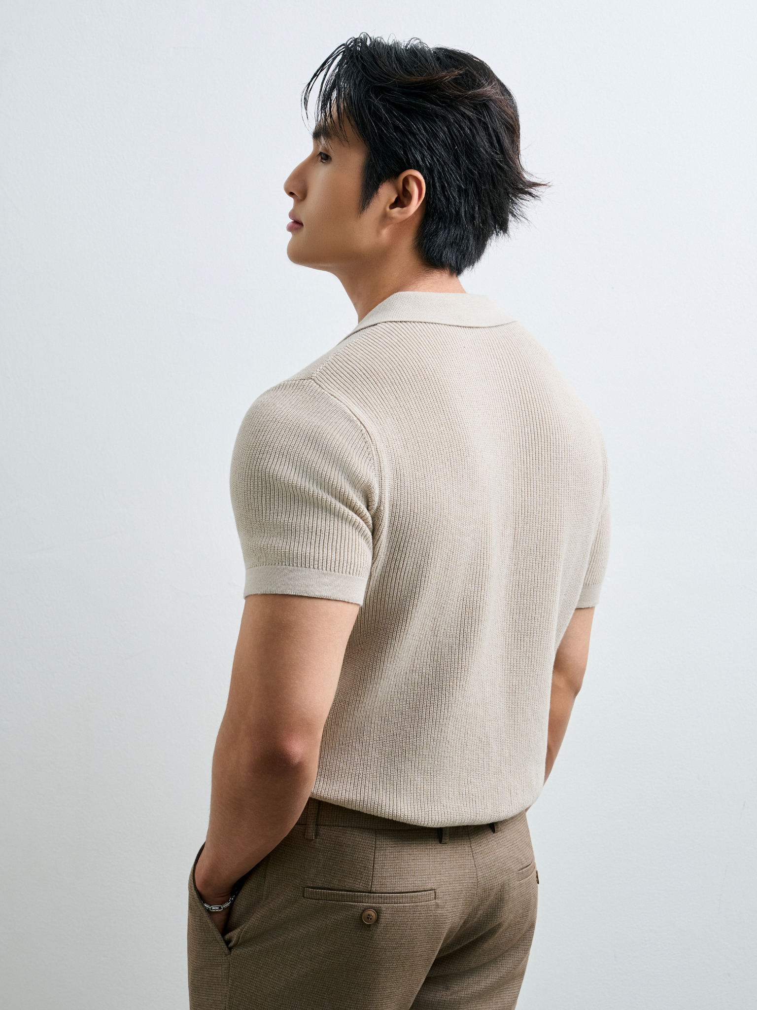 AG767 PREMIUM REGULAR FIT KNIT POLO - BEIGE