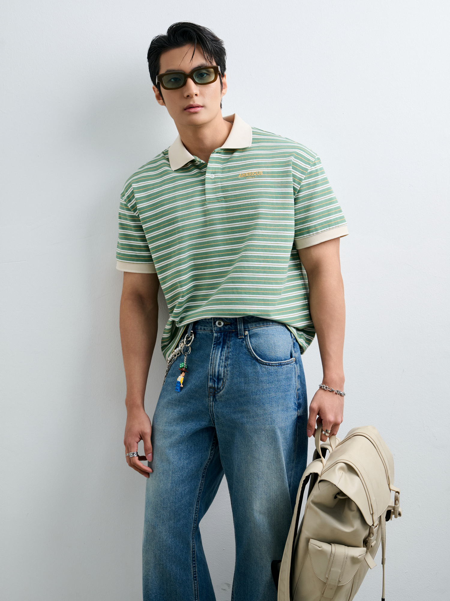 AGTT21 STUDIO DAILY STRIPE POLO - GREEN