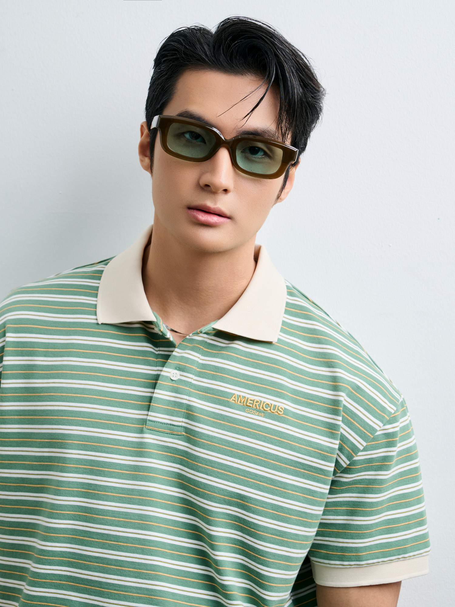 AGTT21 STUDIO DAILY STRIPE POLO - GREEN