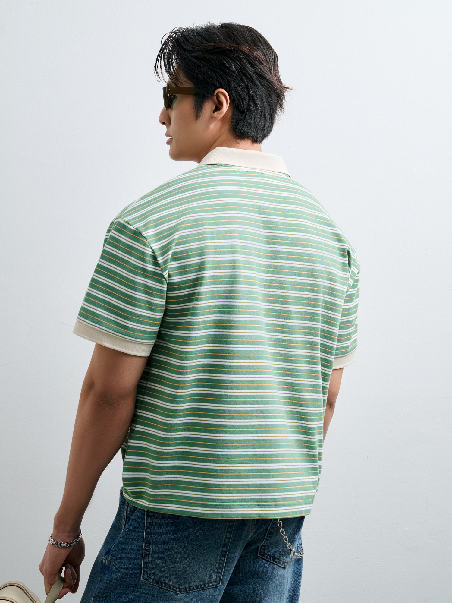 AGTT21 STUDIO DAILY STRIPE POLO - GREEN