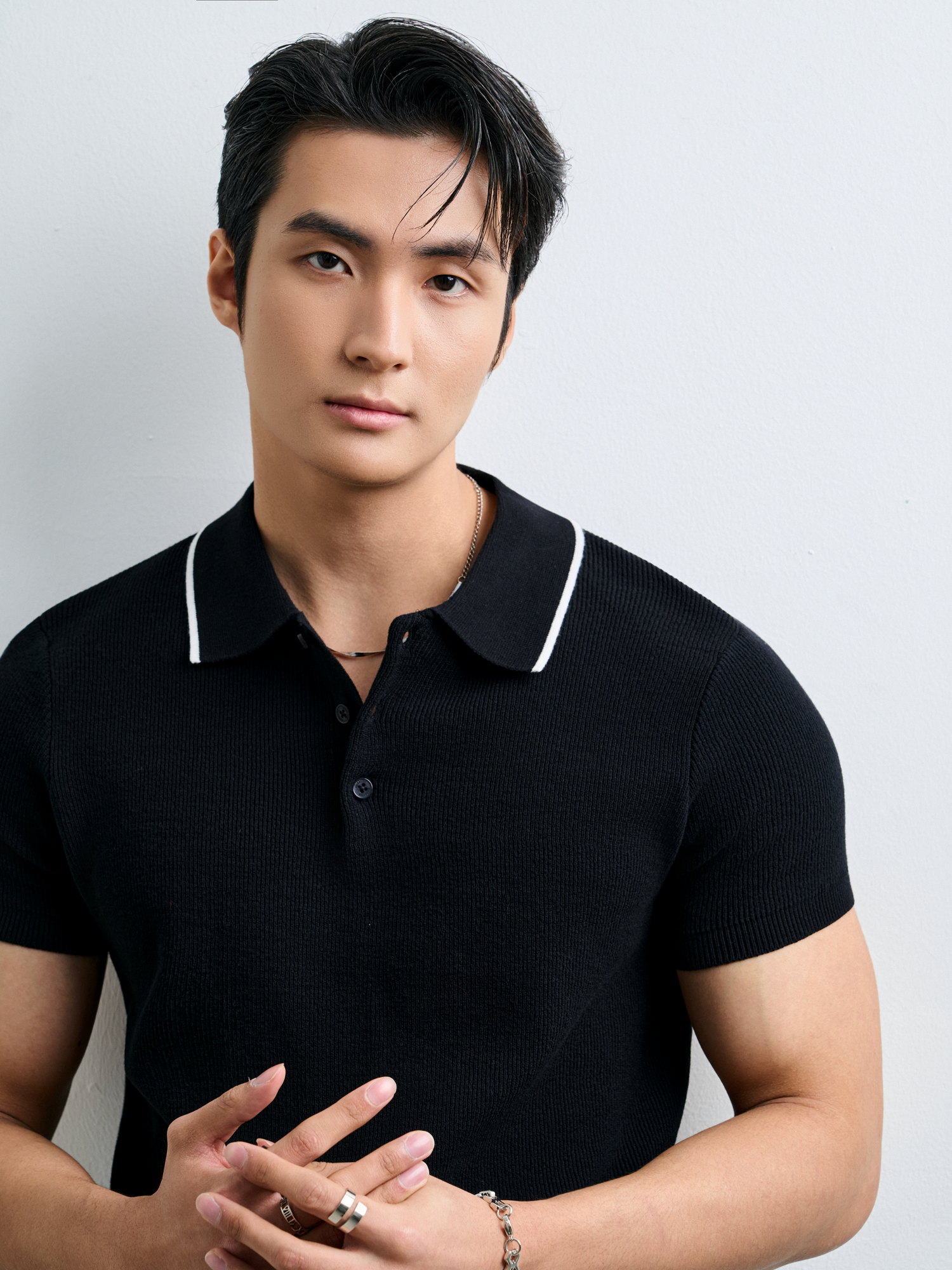 AG455 PREMIUM REGULAR FIT KNIT POLO - BLACK