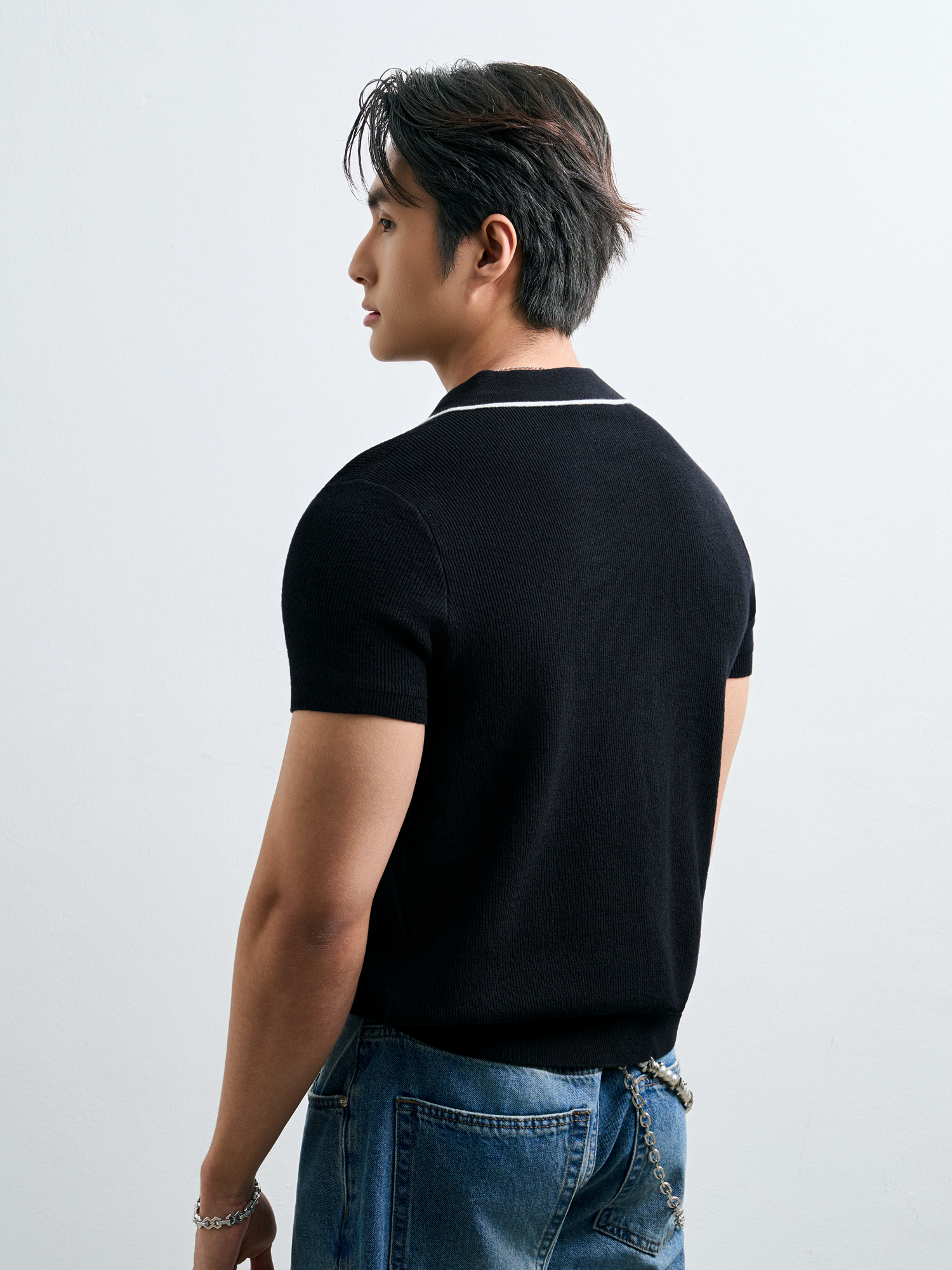 AG455 PREMIUM REGULAR FIT KNIT POLO - BLACK