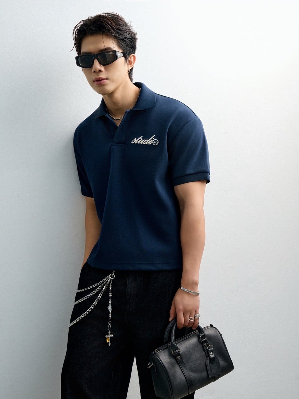 TT05 STUDIO LOOSE FIT POLO A/G LOGO - DARK BLUE