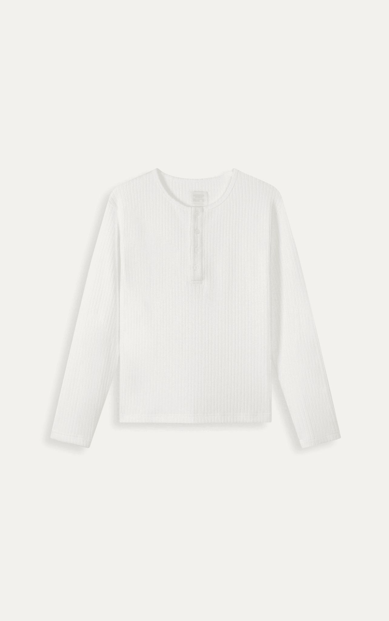  AGQ04 PREMIUM SLIM FIT LONG-SLEEVED HENLEY T-SHIRT - WHITE 