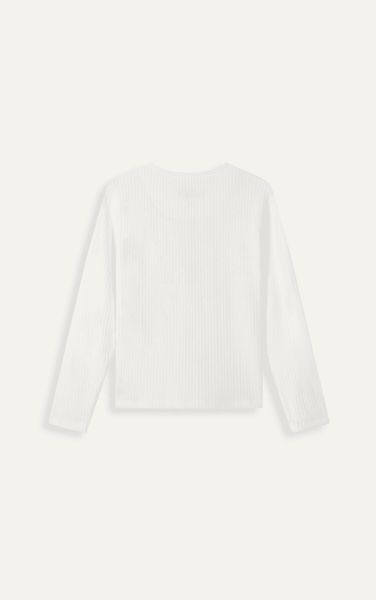  AGQ04 PREMIUM SLIM FIT LONG-SLEEVED HENLEY T-SHIRT - WHITE 