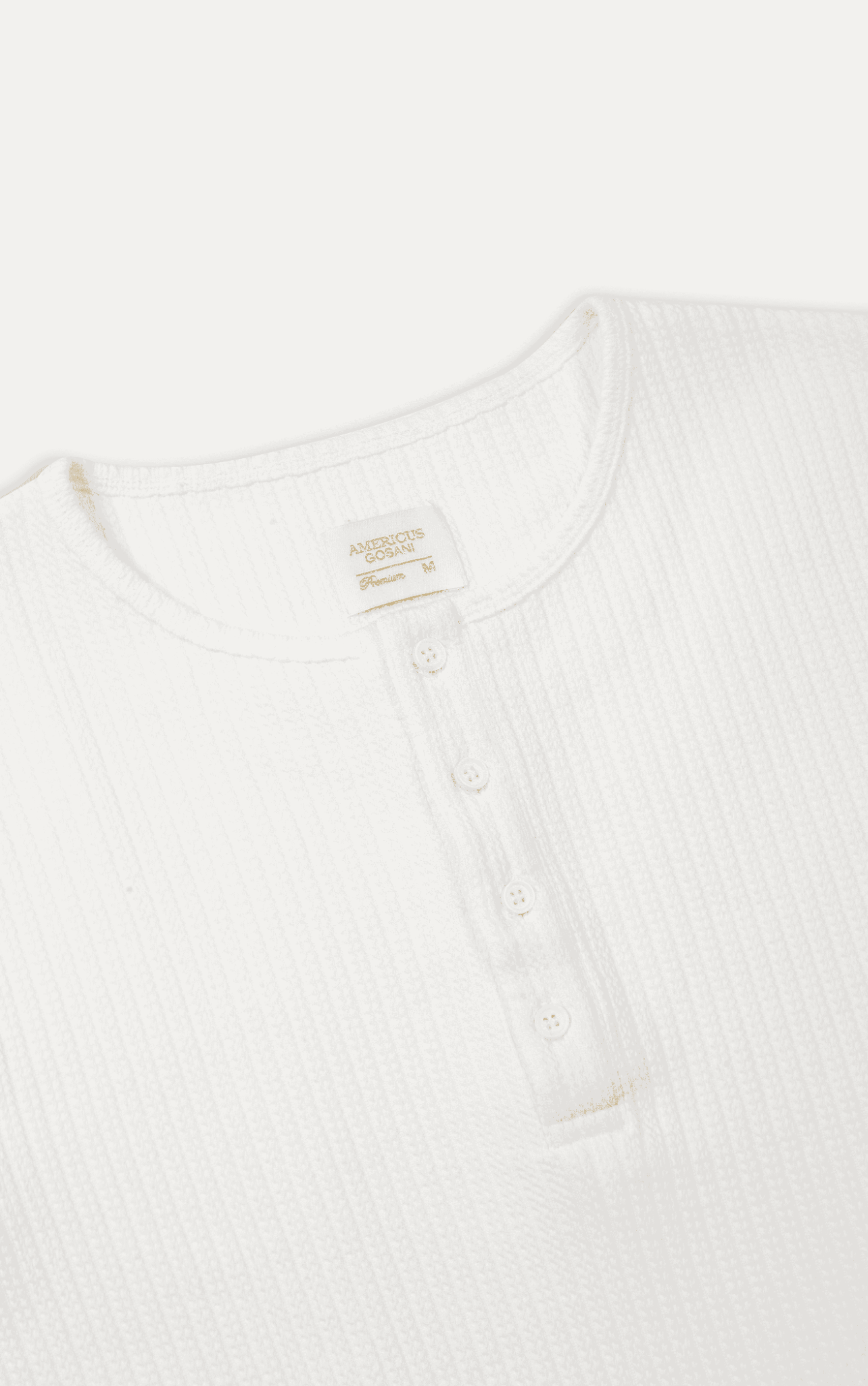 AGQ04 PREMIUM SLIM FIT LONG-SLEEVED HENLEY T-SHIRT - WHITE