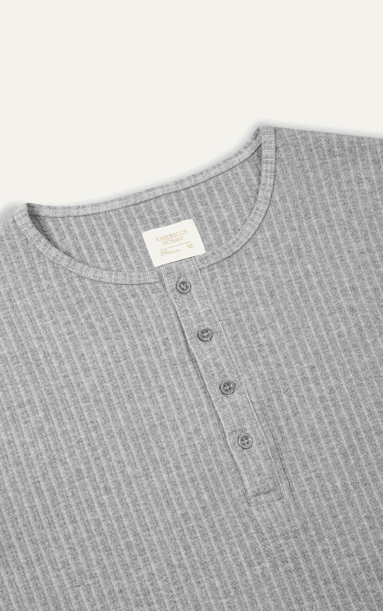 AGQ04 PREMIUM SLIM FIT LONG-SLEEVED HENLEY T-SHIRT -GREY