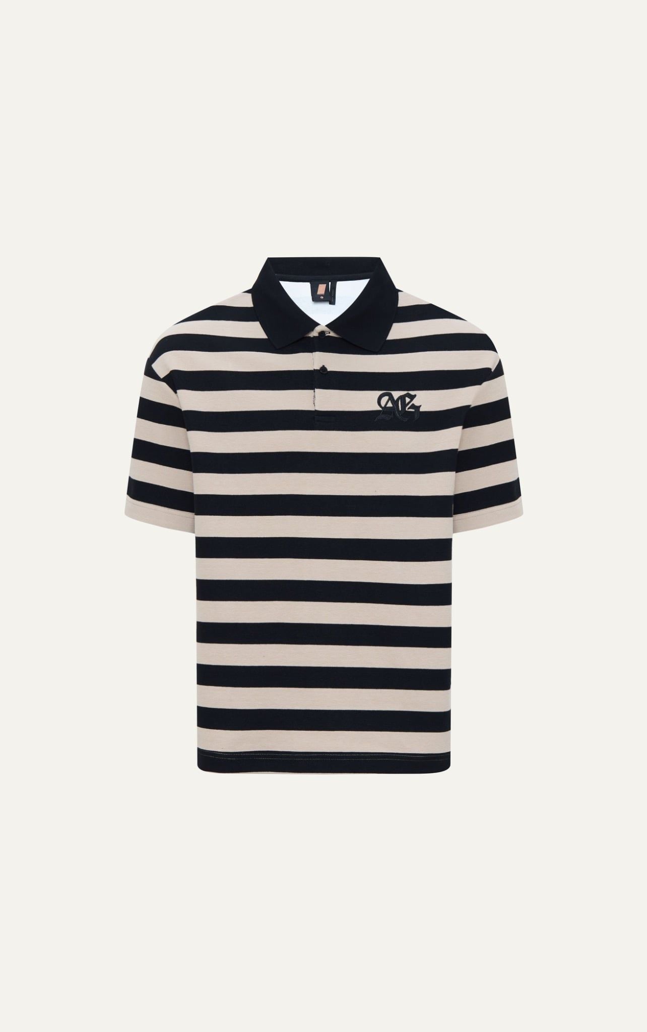  S3 STUDIO LOOSE FIT STRIPE CLASSIC POLO  - BEIGE 