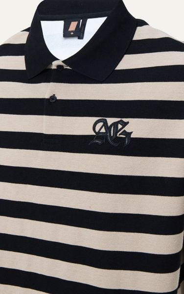  S3 STUDIO LOOSE FIT STRIPE CLASSIC POLO  - BEIGE 