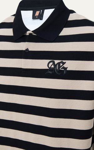 S3 STUDIO LOOSE FIT STRIPE CLASSIC POLO  - BEIGE