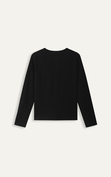  AGQ04 PREMIUM SLIM FIT LONG-SLEEVED HENLEY T-SHIRT - BLACK 