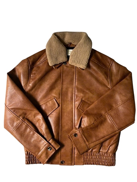 AG263 PREMIUM FAUX LEATHER JACKET - BROWN