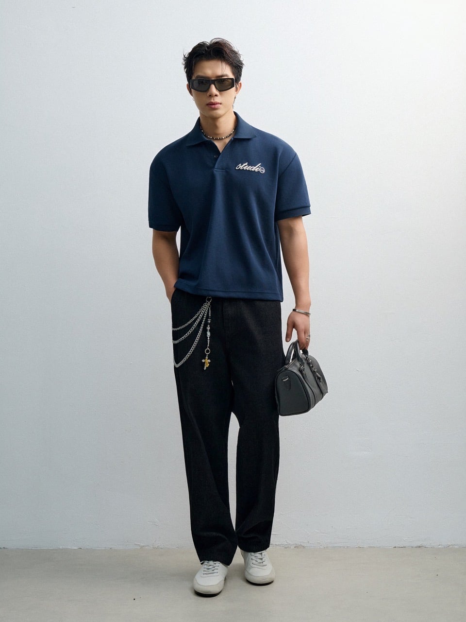 TT05 STUDIO LOOSE FIT POLO A/G LOGO - DARK BLUE
