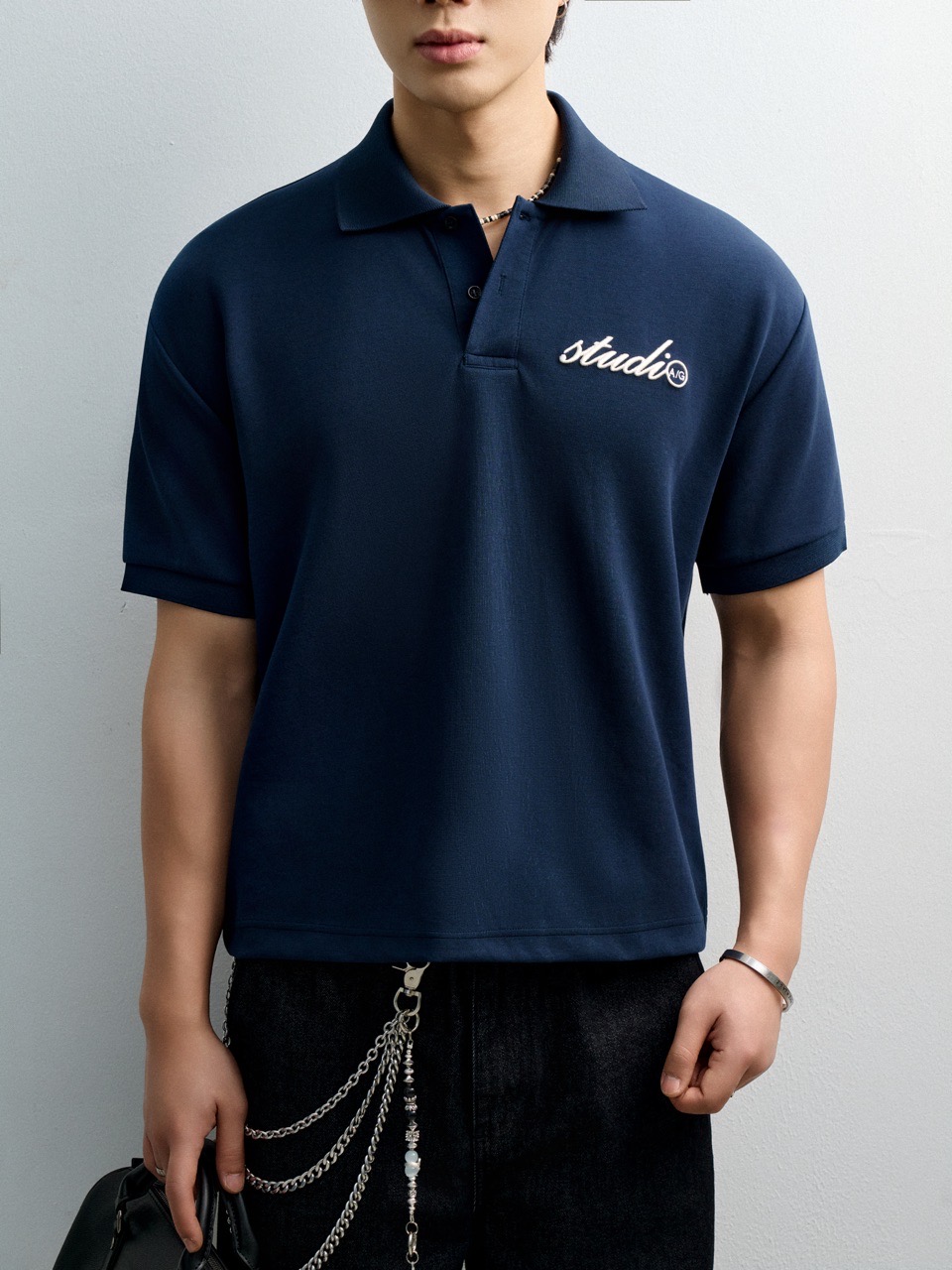 TT05 STUDIO LOOSE FIT POLO A/G LOGO - DARK BLUE