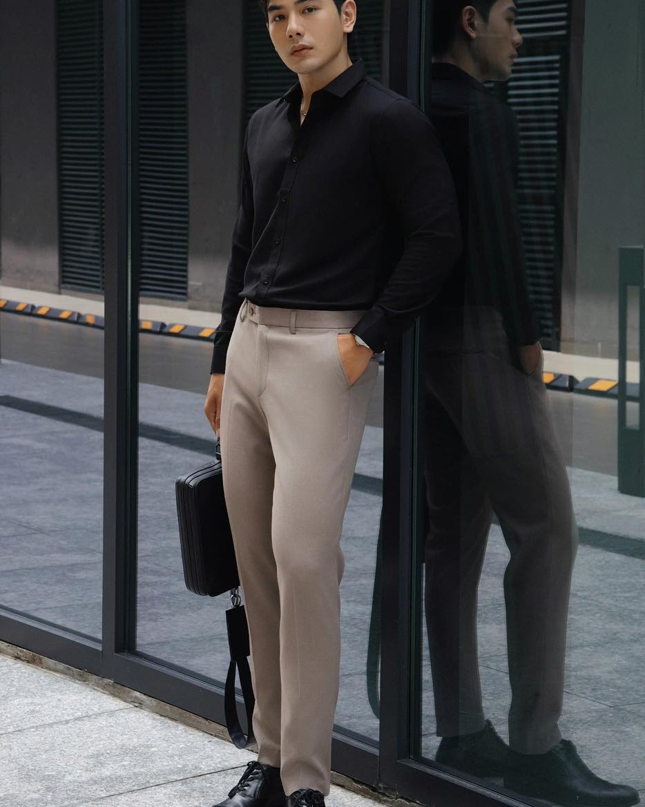 AG829 SIGNATURE SLIMFIT TWILL SHIRT - BLACK