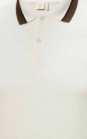 AG9001 FACTORY SLIMFIT POLO MIX NECK DETAIL - WHITE
