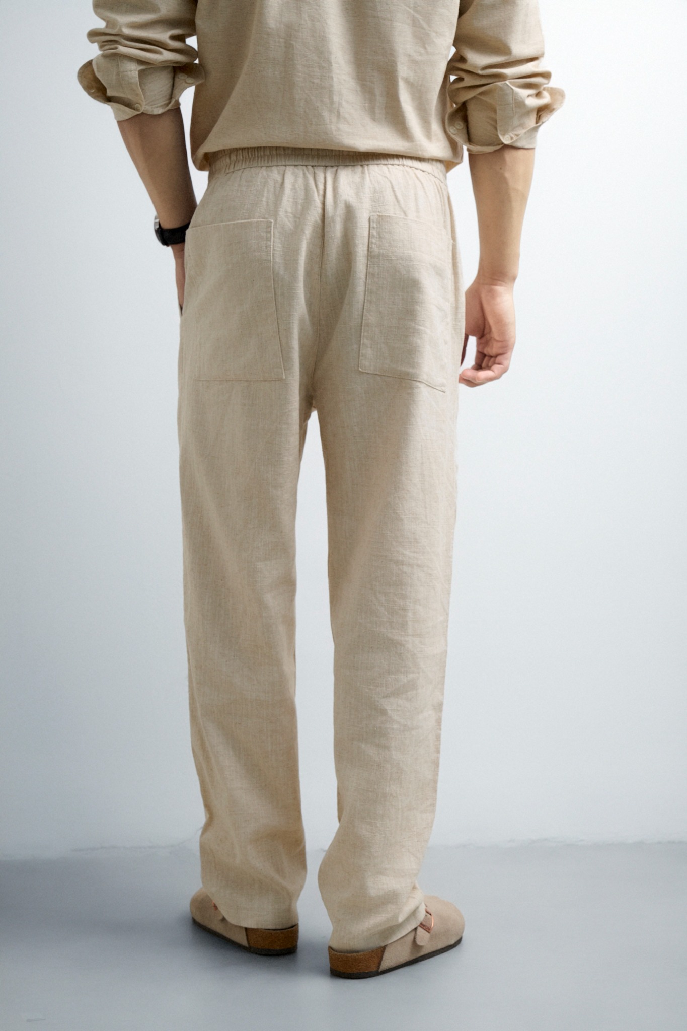 715 A/G LINEN BASIC PANT REGULAR FIT - BEIGE