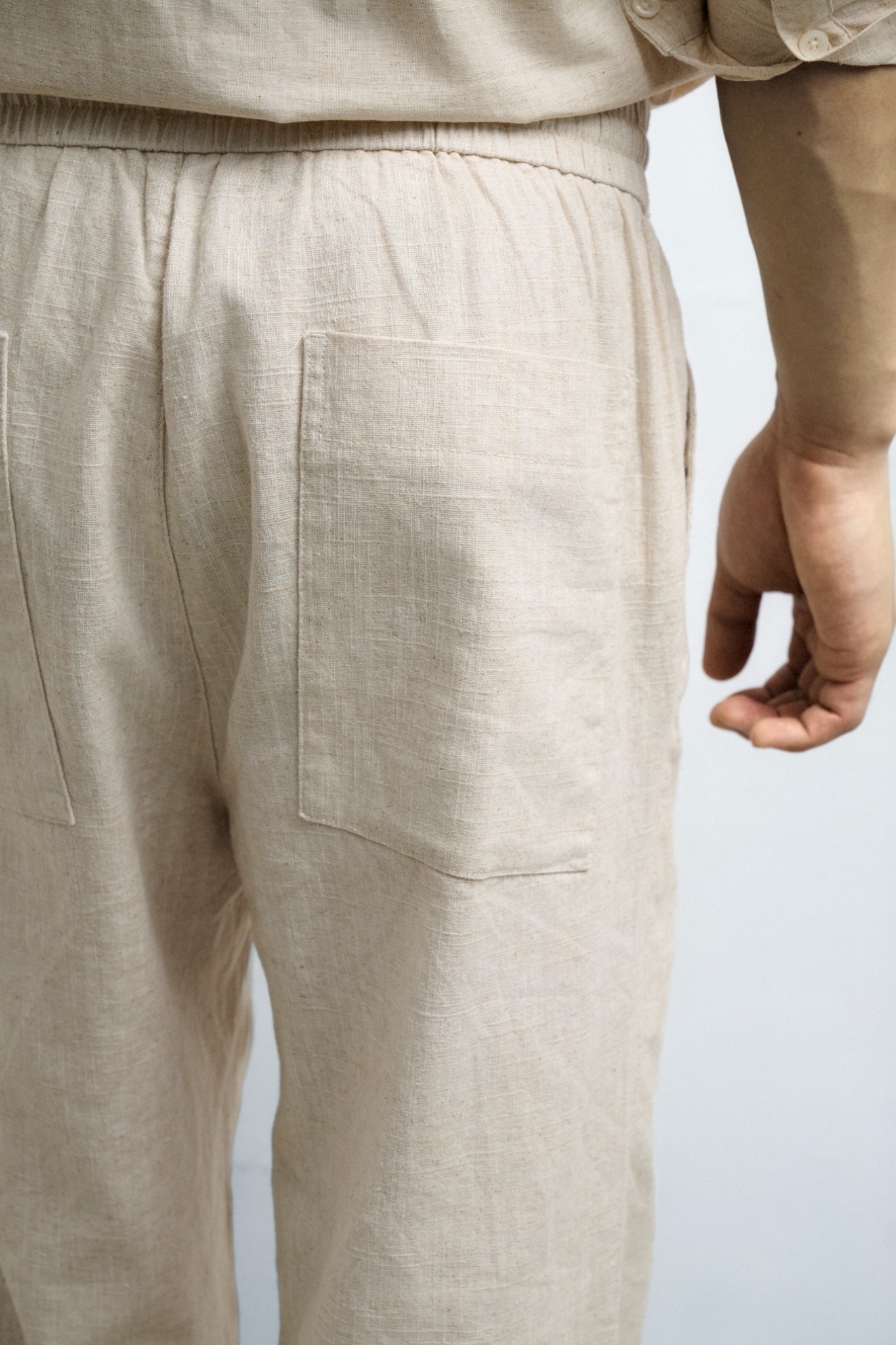 715 A/G LINEN BASIC PANT REGULAR FIT - BEIGE