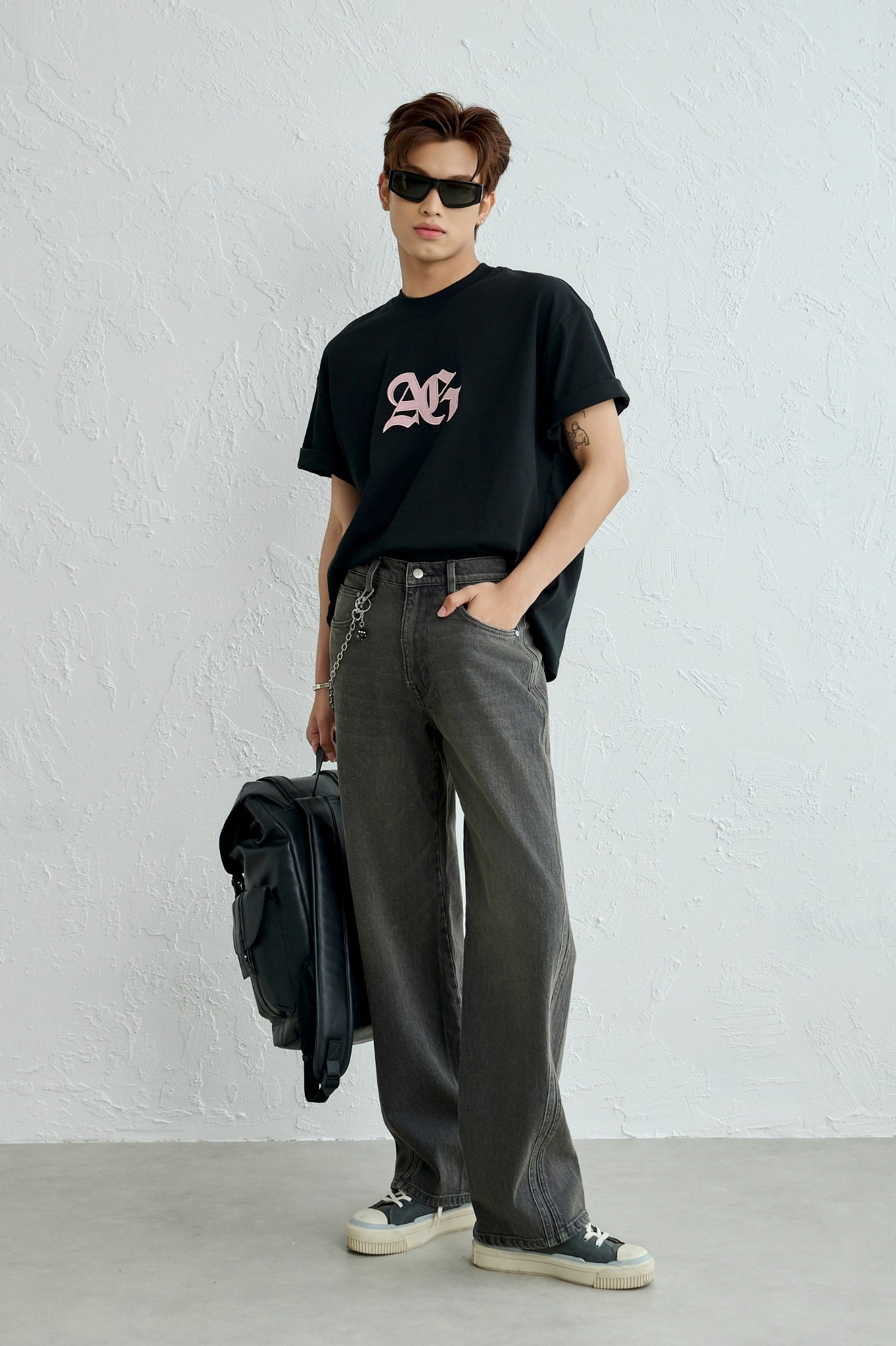 AGY03 NEW BAGGY JEANS - DARK GREY