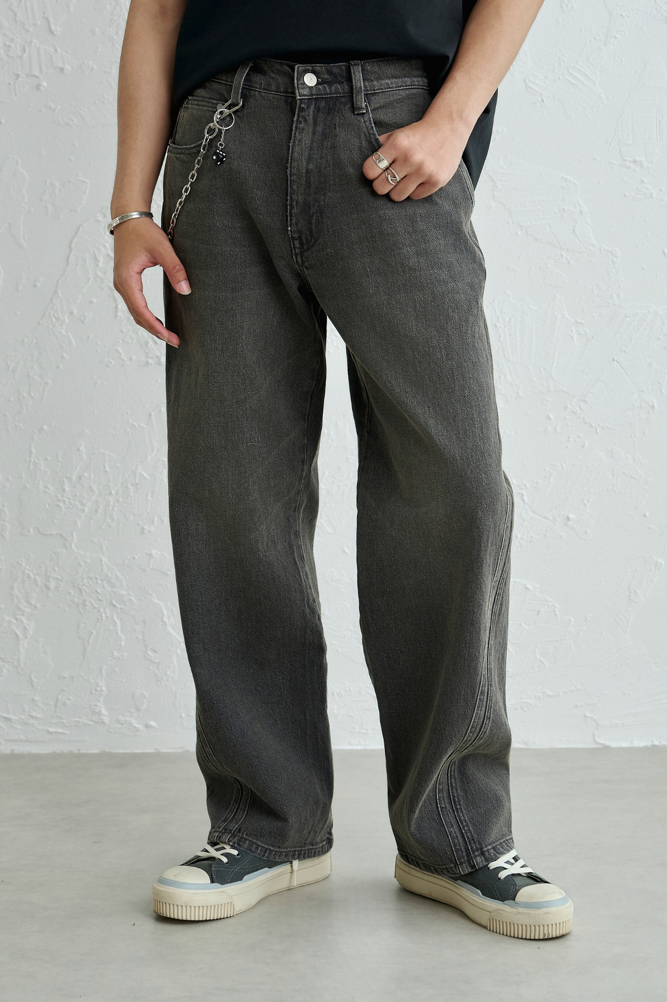 AGY03 NEW BAGGY JEANS - DARK GREY