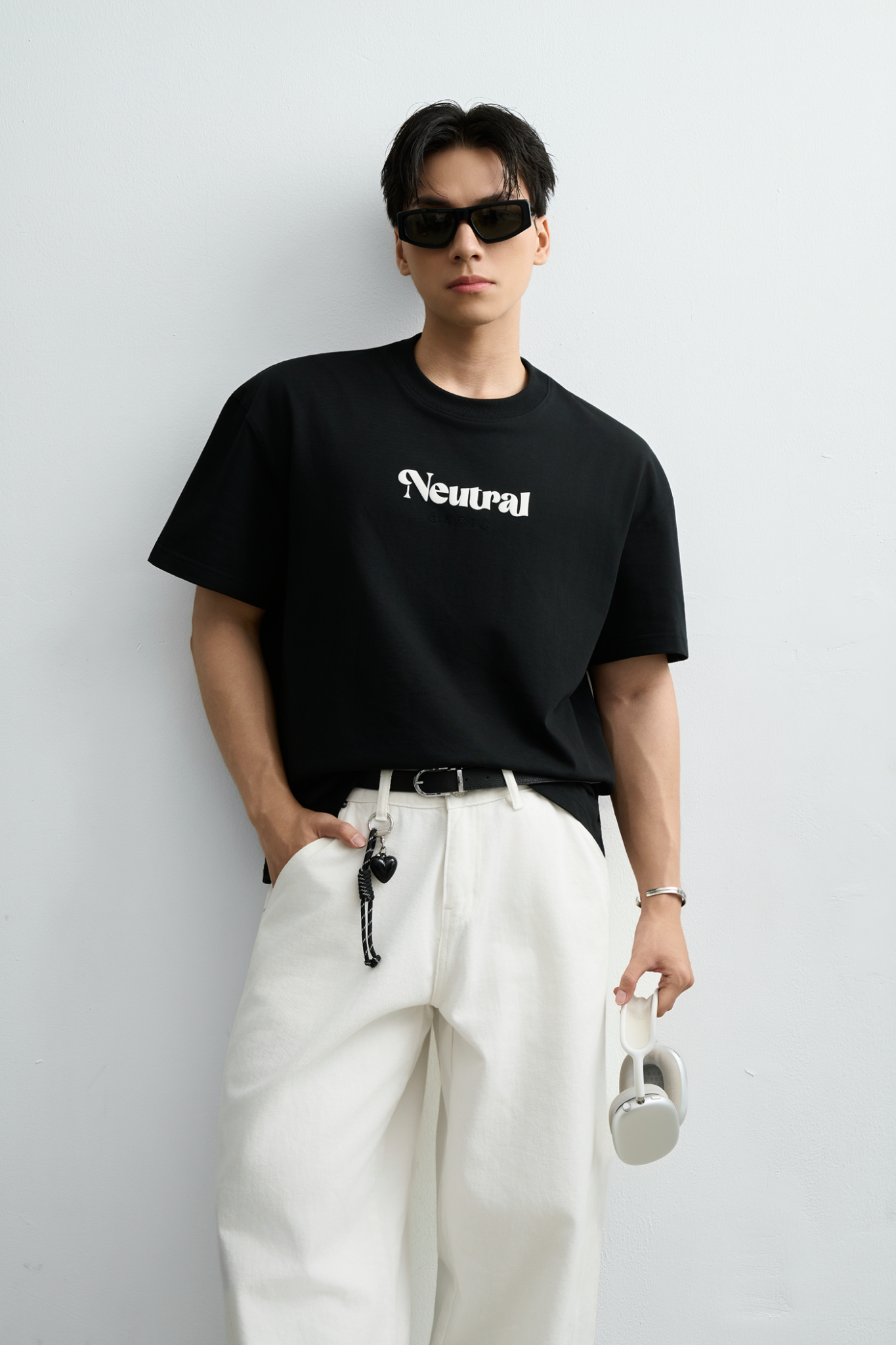 AG17 STUDIO LOOSE FIT "NEUTRAL" PRINTED T-SHIRT - BLACK