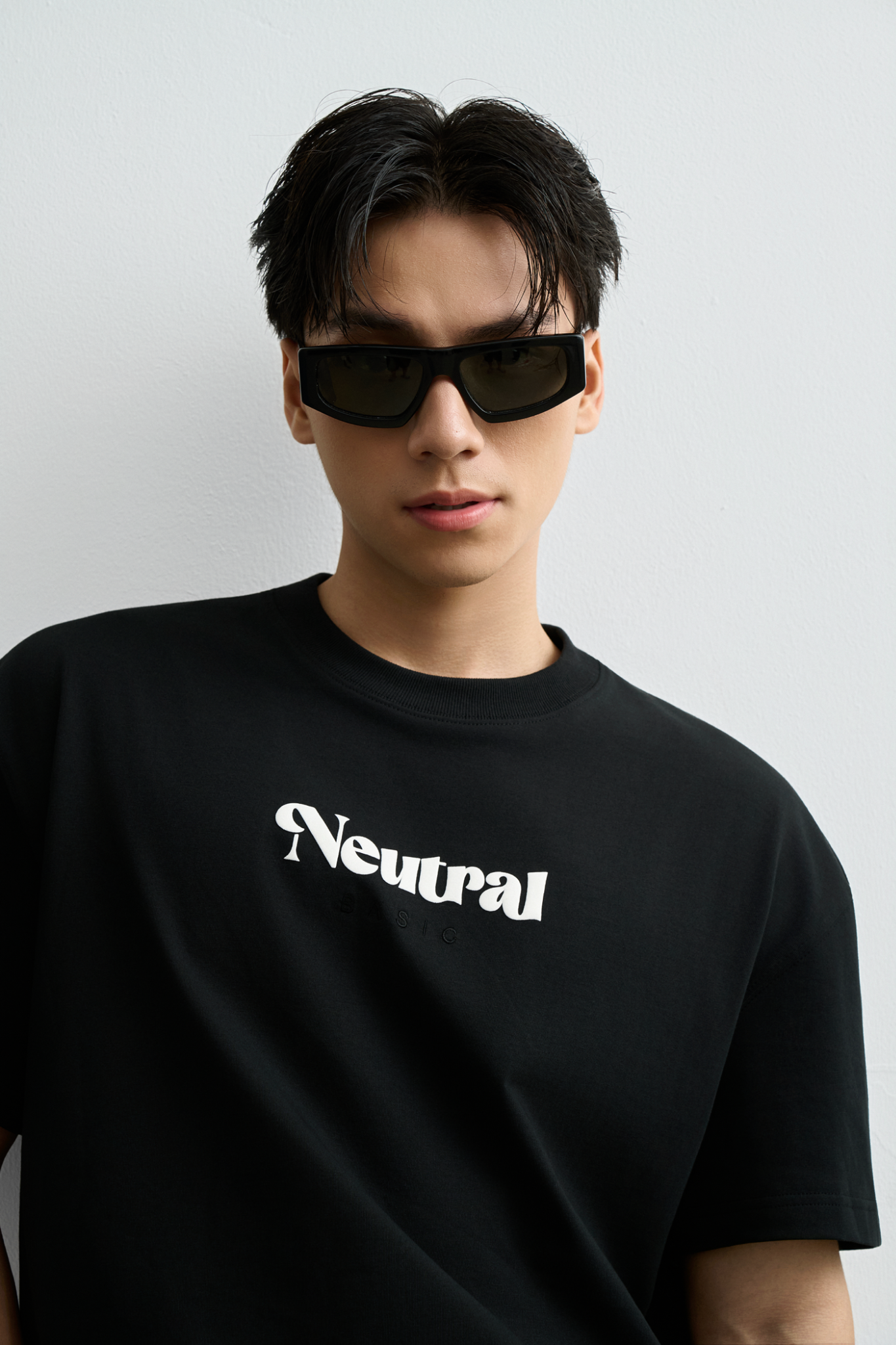 AG17 STUDIO LOOSE FIT "NEUTRAL" PRINTED T-SHIRT - BLACK