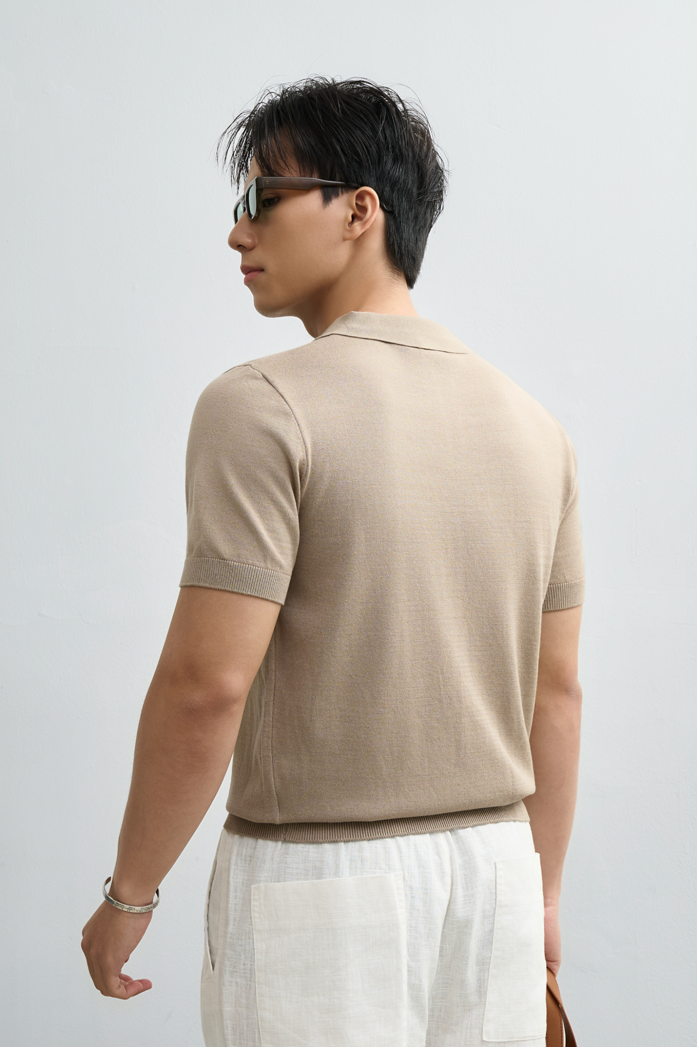 N765 PREMIUM MINIMALIST KNIT POLO - BROWN
