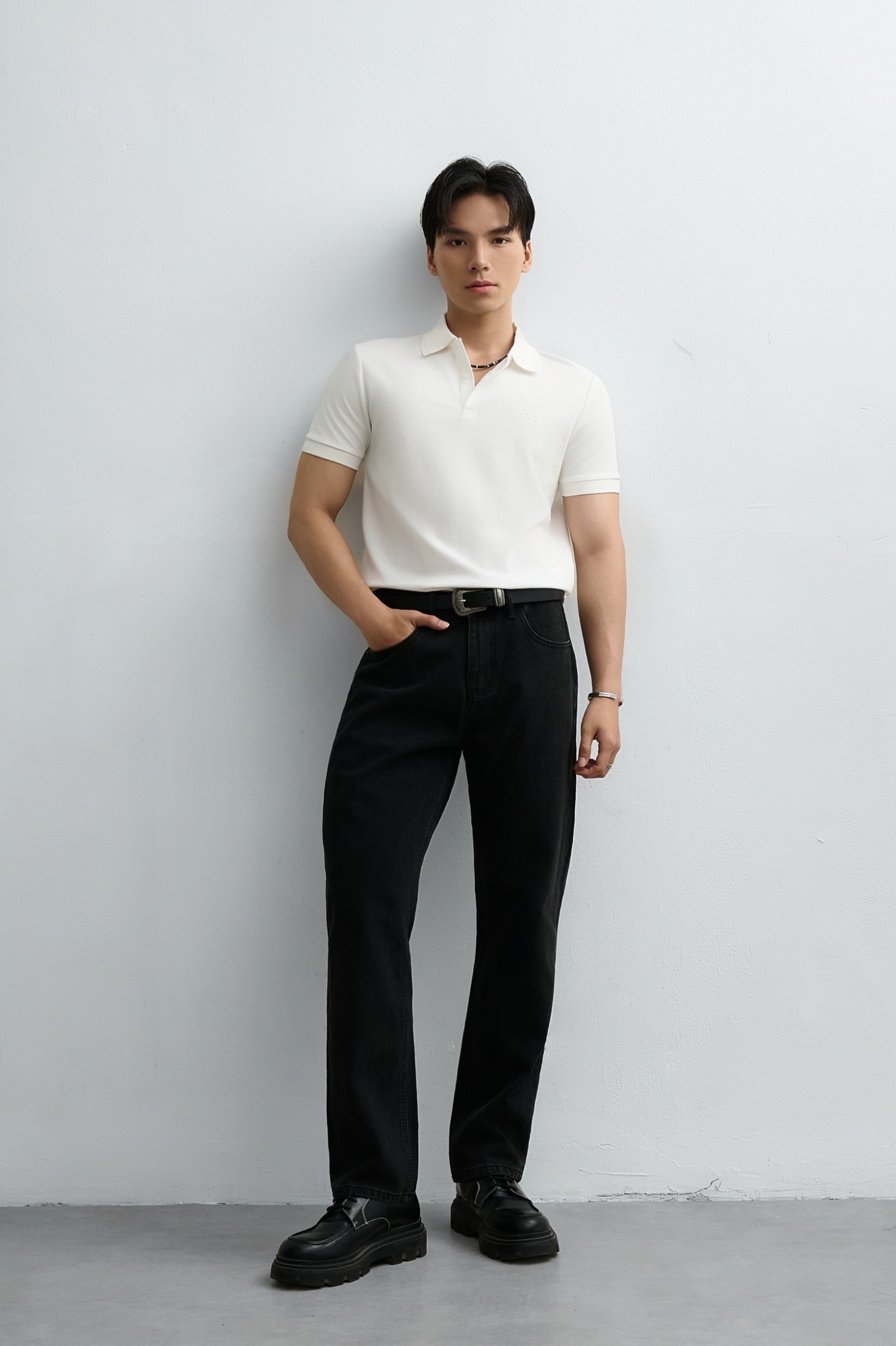 AG9002 FACTORY SLIMFIT POLO - LIGHT WHITE