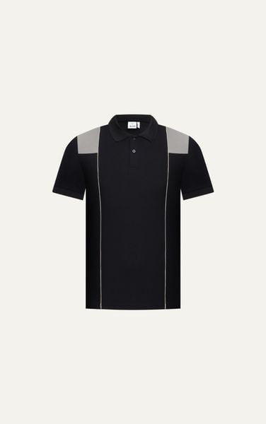  T8072 FACTORY SLIMFIT POLO WITH MIX COLOR - BLACK