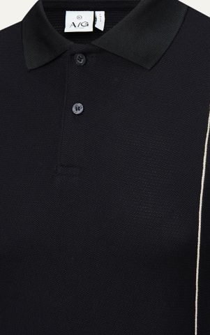 T8072 FACTORY SLIMFIT POLO WITH MIX COLOR - BLACK
