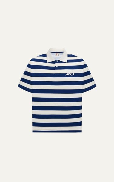  S3 STUDIO LOOSE FIT STRIPE CLASSIC POLO  - OFF WHITE