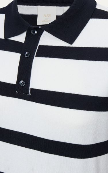  AG769 PREMIUM STRIPED KNIT POLO SHIRT - BLACK 