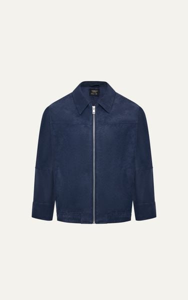  AG261 FAUX SUEDE LEATHER JACKET - DRAK BLUE