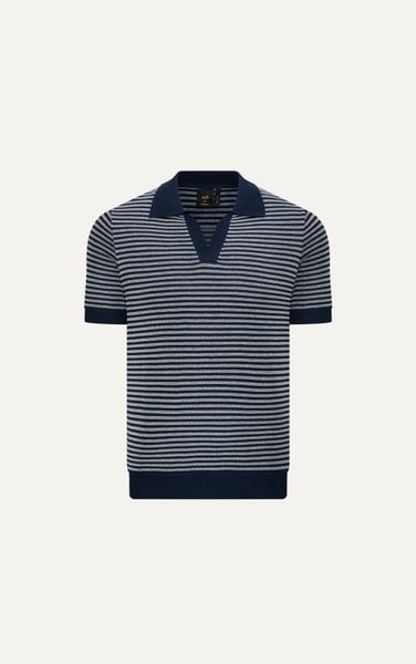  N763 PREMIUM BUTTONLESS KNIT POLO SHIRT - DARK BLUE