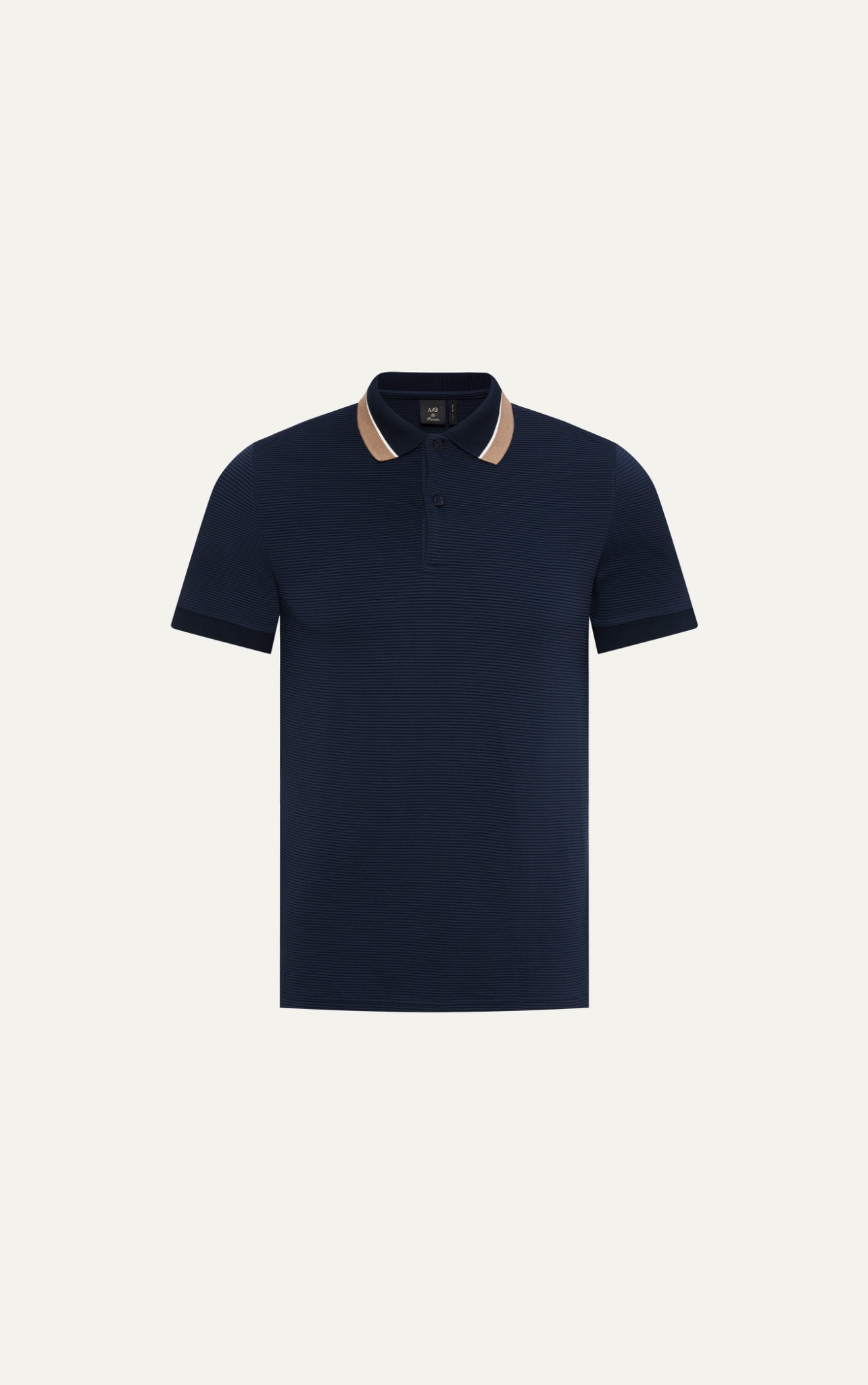 AG9001 FACTORY SLIMFIT POLO MIX NECK DETAIL - DARK BLUE