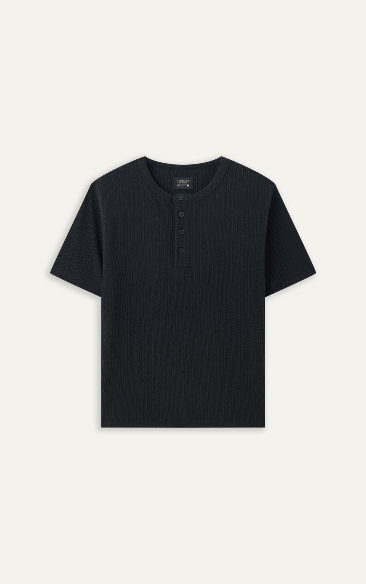 AGQ01 PREMIUM SLIM FIT HENLEY TSHIRT - BLACK