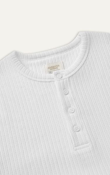  AGQ01 PREMIUM SLIM FIT HENLEY TSHIRT - WHITE 