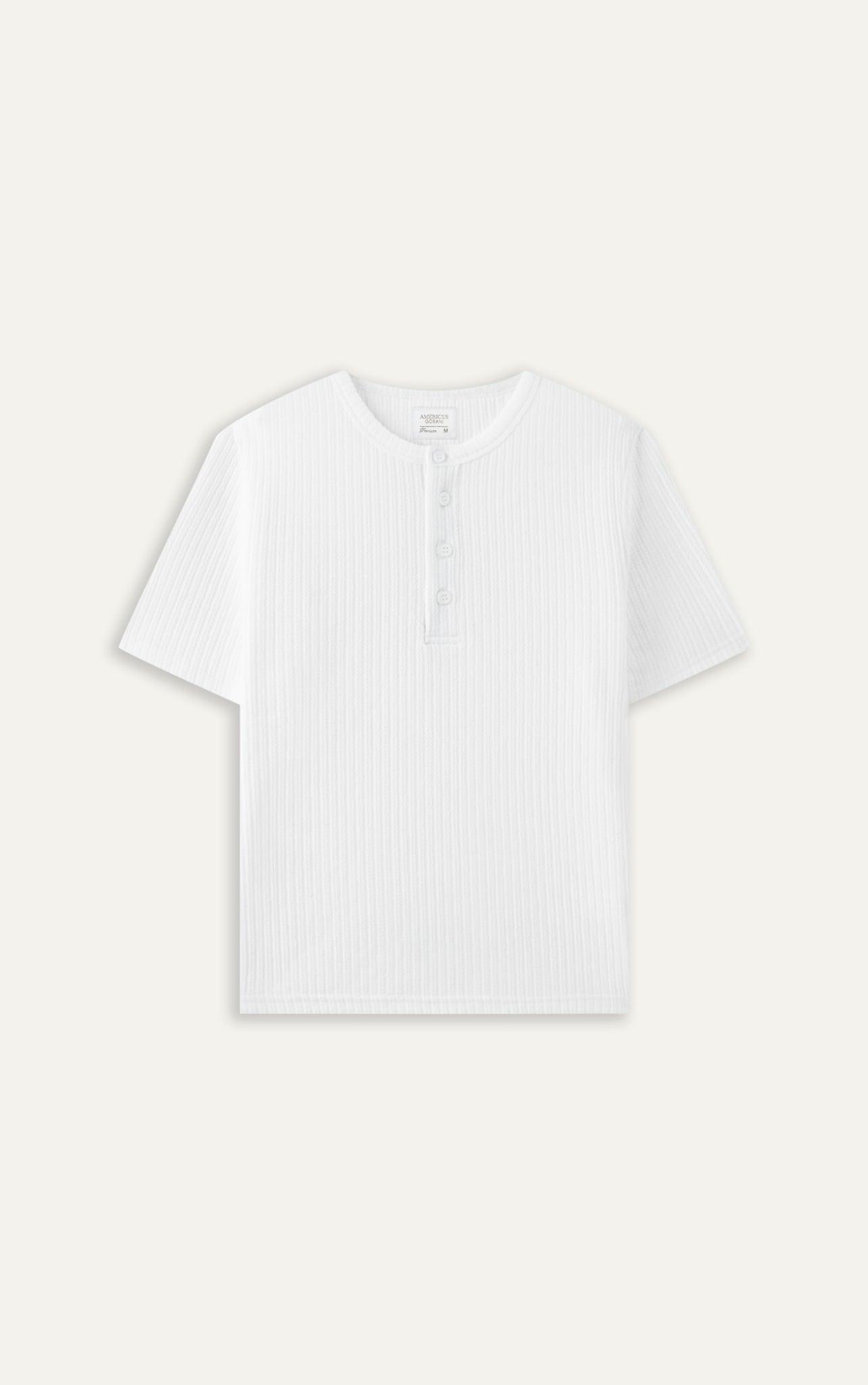AGQ01 PREMIUM SLIM FIT HENLEY TSHIRT - WHITE