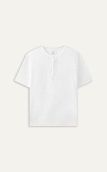  AGQ01 PREMIUM SLIM FIT HENLEY TSHIRT - WHITE