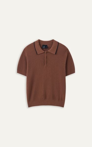  AG455 PREMIUM REGULAR FIT KNIT POLO - BROWN